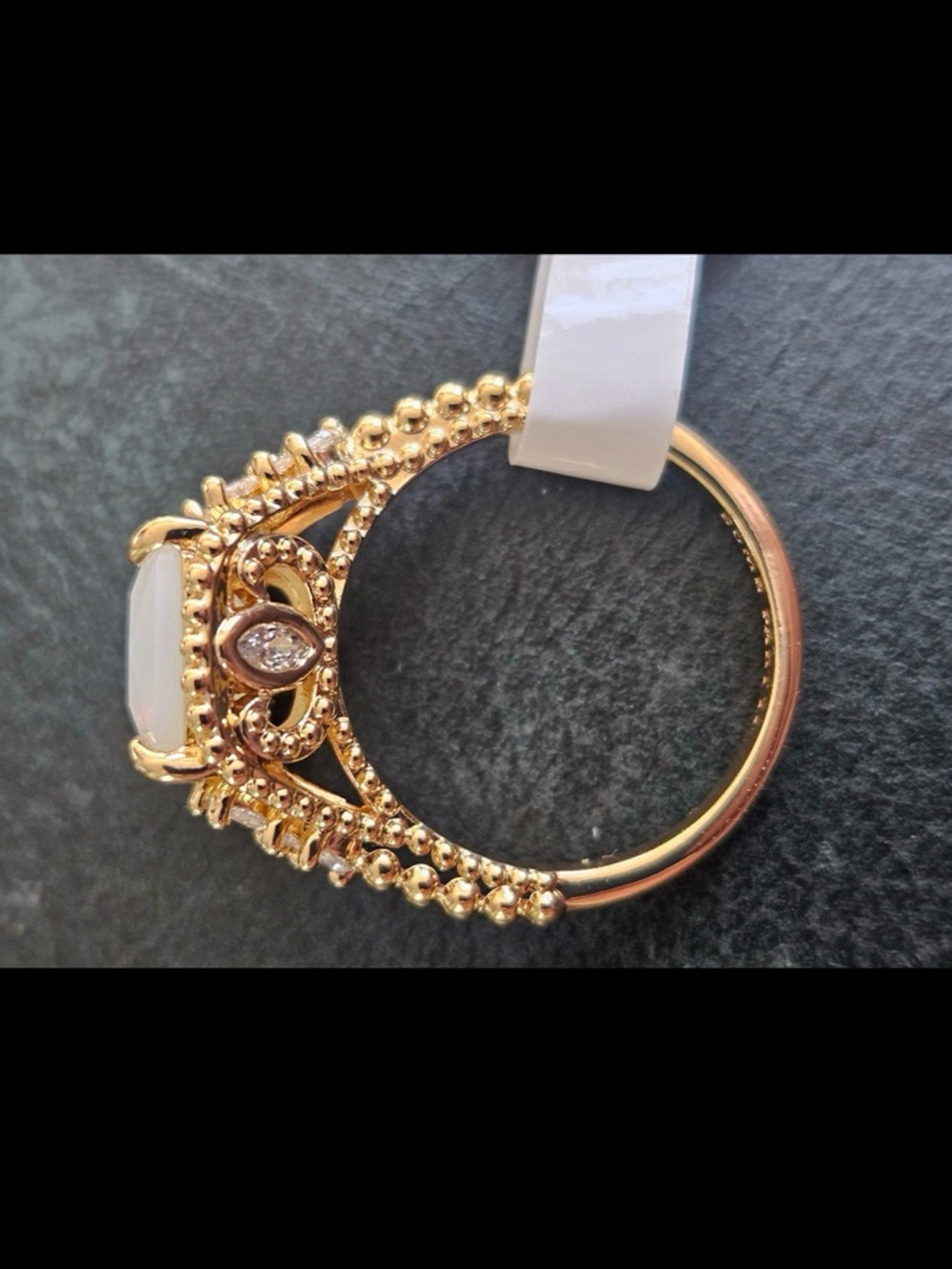 Bomb Party Gold and Moonstone GOT Game of Thrones Ring Size 7 - Picture 6 of 7